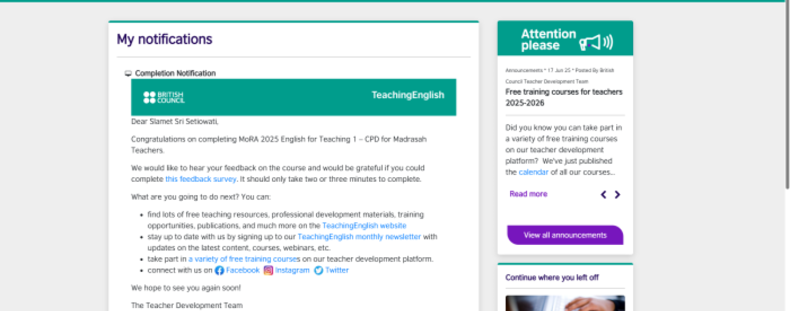 Guru MAN 1 Bungo Selesaikan Diklat British Council